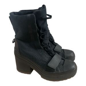 Converse Black Platform Combat Moto Boots